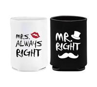 Mr Mrs Can Beer Sleeves, Black And White Beer Sleeves, Insulated Can Coolers, Reusable Beer Can Wraps, 3.94x4.92 Inches, Can Cooler Sleeves For Couples, Gathering Beer Can Sleeves, Camping Beer