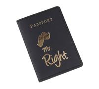 Mr. Mrs. Funda para pasaportes, funda esencial de viaje para mujeres y hombres, protector de pasaportes de cuero, regalo de despedida de soltera, soporte para pasaporte de Mr. Mrs, Black, Mass Beauty