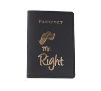 Mr. Mrs. Funda tipo cartera para pasaportes, funda esencial de viaje para mujeres y hombres, protector de pasaportes de cuero, regalo de despedida de soltera, esencial para viajes, Black, Mass Beauty