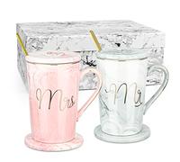 Mr & Mrs - Juego de tazas de café para parejas de novias, para bodas, compromisos, bodas, bodas, regalos de boda, regalos de novia y novio, recién casados aniversarios
