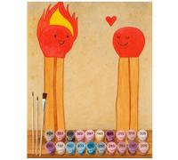 Mr. & Mrs. Panda Pintar por números Cerillas Design 40 x 50 cm Sin marco - enamorada, Amar, Propuesta de matrimonio, fuego, Compromiso, Amor