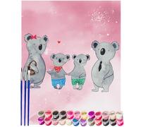 Mr. & Mrs. Panda Pintar por números Familia Koala con dos hijos 40 x 50 cm Con marco - oso koala, Día de la Madre, tiempo familiar, hermano, mamá, Día del Padre