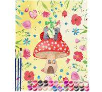 Mr. & Mrs. Panda Pintar por números mariquita seta venenosa 40 x 50 cm Sin marco - casa, motivos de animales lindos, animales pequeños, regalos especiales, hongos de sapo, dichos divertidos, en casa