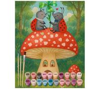 Mr. & Mrs. Panda Pintar por números mariquita seta venenosa Design 40 x 50 cm Con marco - mundo pequeño, en casa, piso, hongos de sapo, amante de los animales, regalos especiales