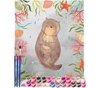 Mr. & Mrs. Panda Pintar por números nutria caparazón 40 x 50 cm Con marco - marta, mono, marta de agua, medallón, animal acuático, oficina, soñar despierto, criatura marina, sueño, amor de nutria