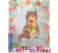 Mr. & Mrs. Panda Pintar por números nutria Racimo de flores 40 x 50 cm Sin marco - bonito, carnívoro, Nutria marina Nutria de lago Nutria de lago, marta de agua, regalos nutria
