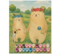 Mr. & Mrs. Panda Pintar por números Osos con corona de flores Design 40 x 50 cm Con marco - ídolo, Día de la Madre, madre, Familia, papá, mami de regalo. día de la madre, mami, mamá, niños