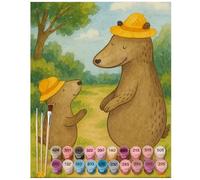 Mr. & Mrs. Panda Pintar por números Osos con sombrero Design 40 x 50 cm Sin marco - ídolo, papá, mejor padre del mundo, modelo a seguir, padre-hijo, hermana, hijo, Regalo papá, familia, hermano, mamá