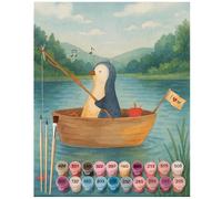 Mr. & Mrs. Panda Pintar por números pingüino barco de pesca Design 40 x 50 cm Sin marco - Pingüinos, Polo Norte, divorcio, pescar, Invierno