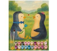 Mr. & Mrs. Panda Pintar por números pingüino par Design 40 x 50 cm Sin marco - Polo Norte, Pingüinos, amor, pareja, gran amor, prueba de amor, novios, regalo de boda, Invierno