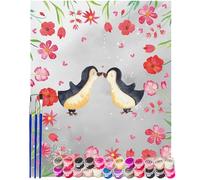 Mr. & Mrs. Panda Pintar por números Pingüinos enamorados 40 x 50 cm Sin marco - confianza, Regalo de amor, prometido, pareja, Matrimonio, Amar, amor de pingüinos, regalo amigo, pareja de pingüinos