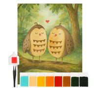 Mr. & Mrs. Panda Pintura de Diamantes búhos Amar Design 40 x 50 cm Con marco - mochuelo, Amor diciendo, Juego de palabras divertido, Boda diciendo, amor, dibujado, Todo lo que necesitas es amor