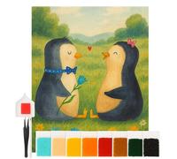 Mr. & Mrs. Panda Pintura de Diamantes pingüino par Design 40 x 50 cm Sin marco - Polo Norte, feliz, novios, enamorado, pareja de ensueño, Invierno, regalo de boda, pingüinos, gran amor, Pingüinos