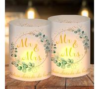 Mr & Mrs Portavelas de Boda y Decoración de Mesa - 12 Piezas Adecuadas para Velas de Té o Velas