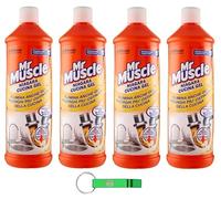 Mr Muscle Niagara Cucina Gel 4 unidades - Elimina eficazmente fregaderos, tuberías y desagües de cocina de todo tipo de obstrucciones, 1000 ml + llavero Beni Culinari gratis