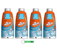 Mr Muscle Schiuma, 4 unidades de espuma para tubos y desagües, elimina obstrucciones en fregaderos y desagües, seguro para tubos de 500 ml + llavero Beni Culinari gratuito