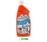 Mr Muscle Sciogli Capelli - Limpiador de tuberías (12 unidades, elimina eficazmente el pelo y el pelo de animales de fregaderos y desagües, seguro para tuberías de 500 ml, incluye llavero Beni