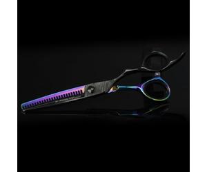 Mr. Mustache Craft Gasolina - Tijeras de adelgazamiento profesional para peluqueros VG10 de acero inoxidable japonés 61-62 HRC, tensión ajustable, diseño ergonómico, acabado metálico multicolor