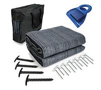 Mr Nomad Alfombra de Camping 5,0 m x 2,5 m Azul/Gris - Alfombra de Camping Polietileno, Suelo Ideal para toldo con Bolsa de Transporte, 4 estacas en T y 12 Clavos de Acero