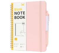 Mr. Pen- Blank Spiral Journal Notebook for Women & Men, 160 Pages, Leather Hardcover Notebook, A5(5.7" x 7.9"), Blush, 1 Pc Pen, 50 Pcs Sticky Notes, 1 Elastic Band