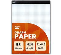 Mr. Pen - Bloc de papel gráfico de 11 x 8.5 pulgadas, papel cuadriculado de 4 x 4 pulgadas, 4 cuadrados por pulgada, bloc de papel cuadriculado, 11 x 8.5 pulgadas, 55 hojas, color blanco