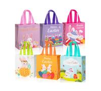 Mr. Pen - Bolsas de regalo de Pascua con asas (23,4 x 22,9 x 11,4 cm), 6 unidades, reutilizables, no tejidas, con dise o de conejito, zanahoria y