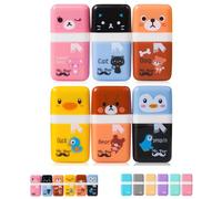 Mr. Pen - Borrador con cubierta y rodillo, paquete de 6, tema animal, bonitos borradores para niños