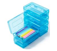 Mr. Pen - Caja de lápices, para niños, estuche rígido de plástico, paquete de 6 unidades, azul transparente