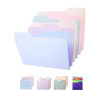Mr. Pen - Carpetas de archivos pastel, pestaña de corte de 1/3, paquete de 6, tamaño carta, carpetas de archivos de suministros de oficina de colores
