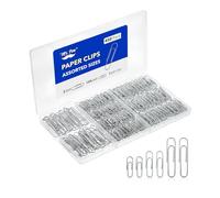 Mr. Pen - Clips de papel plateados, 450 piezas, 1 pulgada, 1-1/4 pulgadas, 2 pulgadas, clips de papel plateados galvanizados con caja de almacenamiento, grandes y pequeños para oficina, escuela