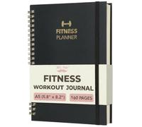 Mr. Pen - Diario de entrenamiento de fitness para mujeres y hombres, A5 (5.5 x 8.2 pulgadas), 160 páginas, espiral, negro, planificador de registro de entrenamiento para seguimiento, progreso