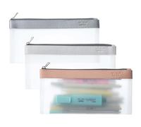 Mr. Pen - Estuche transparente para lápices, 8.5 x 4.25 pulgadas, paquete de 3, material de TPU duradero, bolsas medianas resistentes al agua con cremallera suave, bolsa transparente multiusos para