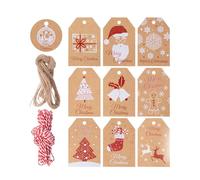 Mr. Pen - Etiquetas de regalo de Navidad, 100 piezas con cuerda de cáñamo, 10 diseños, etiquetas de papel kraft, etiquetas de regalo con cuerda, etiquetas marrones, etiquetas de Navidad para regalos,
