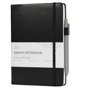 Mr. Pen- Graph Spiral Journal Notebook for Women & Men, 160 Pages, A5(5.7" x 7.9"), Black, Graph Paper Hardcover Notebook, 1 Pc Pen, 50 Pcs Sticky Notes, 1 Elastic Band