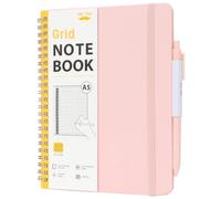 Mr. Pen- Graph Spiral Journal Notebook for Women & Men, 160 Pages, A5(5.7" x 7.9"), Pink, Graph Paper Hardcover Notebook, 1 Pc Pen, 50 Pcs Sticky Notes, 1 Elastic Band