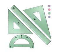 Mr. Pen - Juego de geometr a de 4 piezas, verde claro, metal, regla triangular, regla de metal, tri ngulos de dibujo, transportador de metal, esc