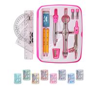 Mr. Pen- Juego de geometrνa 13 piezas Brϊjula para juego de transportador de geometrνa Juego de kit de geometrνa con caja de almacenamiento inast