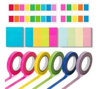 Mr. Pen - Juego de notas adhesivas y cintas, pestañas de índice adhesivas, notas adhesivas pequeñas, cinta de resaltado, pestañas adhesivas coloridas para cuadernos, mini notas adhesivas, tiras de