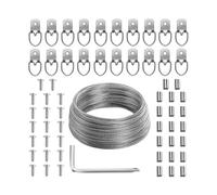 Mr. Pen - Kit de alambre para colgar cuadros, 30 m, anillos en D para colgar cuadros, kit para colgar marcos de fotos, alambre para colgar cuadro