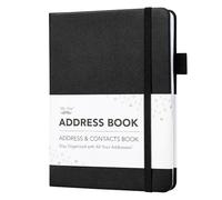 Mr. Pen - Libreta de direcciones con pestañas alfabéticas, 5.2 x 6.8 pulgadas, negra, libro de direcciones de impresión grande de tapa dura para grabar contactos