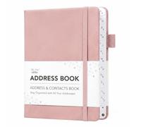 Mr. Pen - Libreta de direcciones con pestañas alfabéticas, 5.2 x 6.8 pulgadas, rubor, tapa dura, libro de direcciones de impresión grande para grabar contactos