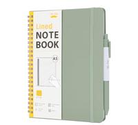 Mr. Pen- Lined Spiral Journal Notebook for Women & Men, 160 Pages, Leather Hardcover Notebook, A5(5.7" x 7.9"), Green, 1 Pc Pen, Elastic Band, 50 Pcs Sticky Notes