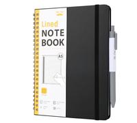 Mr. Pen- Lined Spiral Journal Notebook for Women & Men, 160 Pages, Leather Hardcover Notebook for Work & Note Taking, Journals for Writing, A5(5.7" x 7.9"), Black, 1 Pc Pen, Elastic Band, 50 Pcs