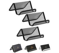 Mr. Pen - Malla de metal, paquete de 3, negro, tarjetero para tarjetas de visita de escritorio, soporte para tarjetas de visita, soporte para tarjetas de visita, soporte para tarjetas de visita,