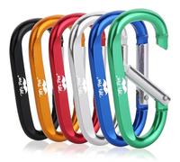 Mr. Pen Mosquetón de Aluminio en Forma de D, 6 Piezas, Colores Surtidos, 7,6 cm, Puerta de Bloqueo de Alambre, Llavero, Senderismo, Camping