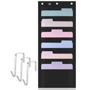 Mr. Pen - Organizador de archivos de pared colgante, 6 bolsillos, negro, 3 ganchos incluidos, organizador de archivos sobre la puerta, organizador de carpetas de pared
