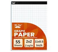Mr. Pen - Papel cuadriculado, 2x2 (2 cuadrados por pulgada), 21,6 cm x 27,9 cm, 55 hojas, papel gráfico, papel de cuadrícula, bloc de papel gráfico, papel para matemáticas, bloc de papel cuadriculado