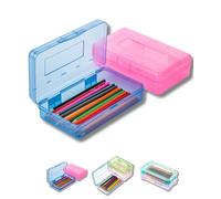 Mr. Pen- Pencil Box 2 Paquete Color variado para nios Caja de estuche de lpiz duro de plstico Caja de almacenamiento pequeo