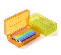 Mr. Pen- Pencil Box 2 Paquete de plstico verde y naranja Caja de lpices Caja de lpices Caja de lpiz de lpiz Caja de lpiz para nios Caja de lp