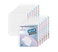 Mr. Pen - Protectores de hojas transparentes con 8 pestañas, 2 juegos, separadores de plástico para carpeta de 3 anillas, divisor de páginas de índice insertable, pestañas multicolor